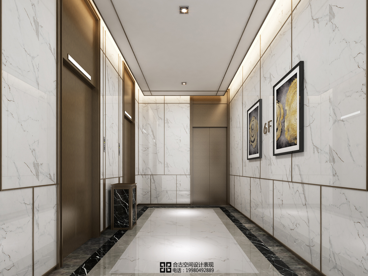 现代电梯厅设计效果图     